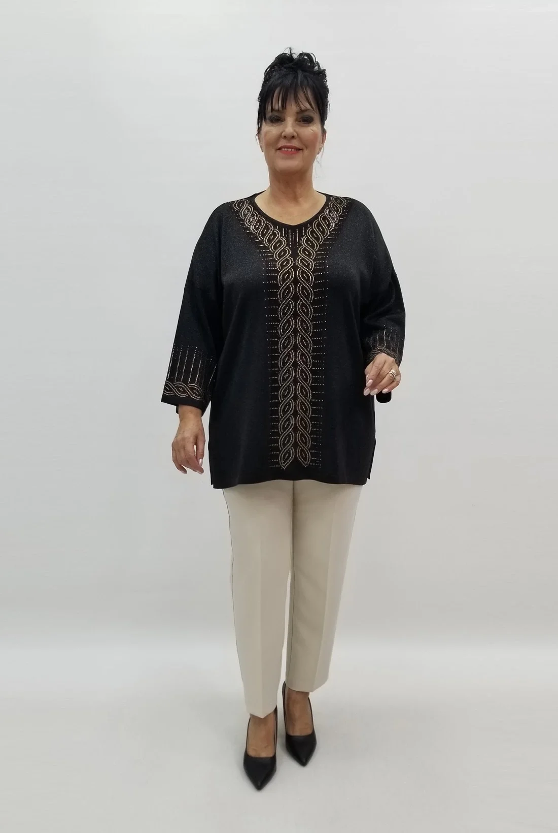 Miraggio Büyük Beden Bluz 99226 SİYAH