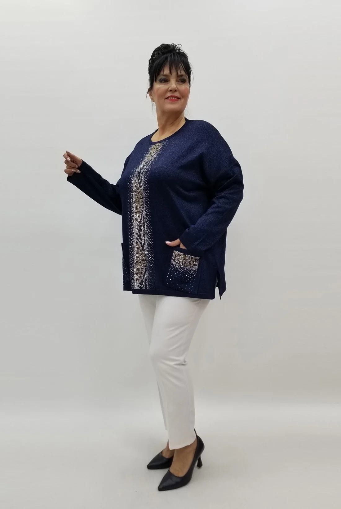 Miraggio Büyük Beden Bluz 99227 LACİVERT