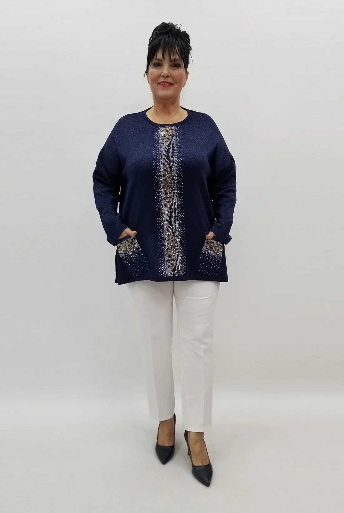 Miraggio Büyük Beden Bluz 99227 LACİVERT