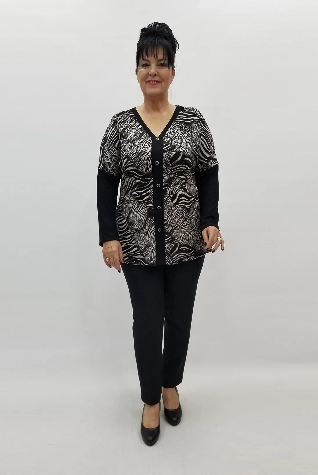 Miraggio Büyük Beden Bluz 99228 SİYAH/KREM