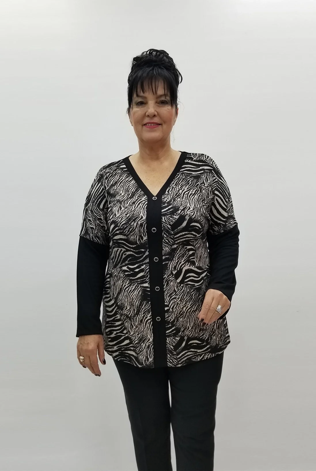 Miraggio Büyük Beden Bluz 99228 SİYAH/KREM