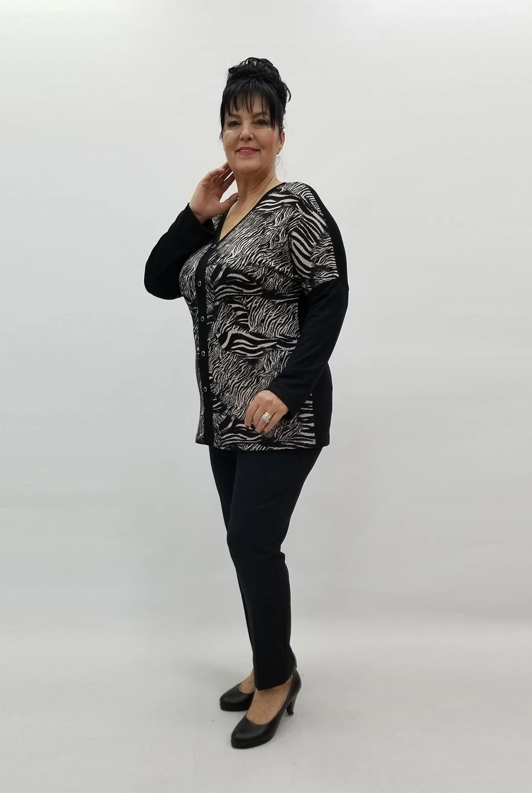 Miraggio Büyük Beden Bluz 99228 SİYAH/KREM