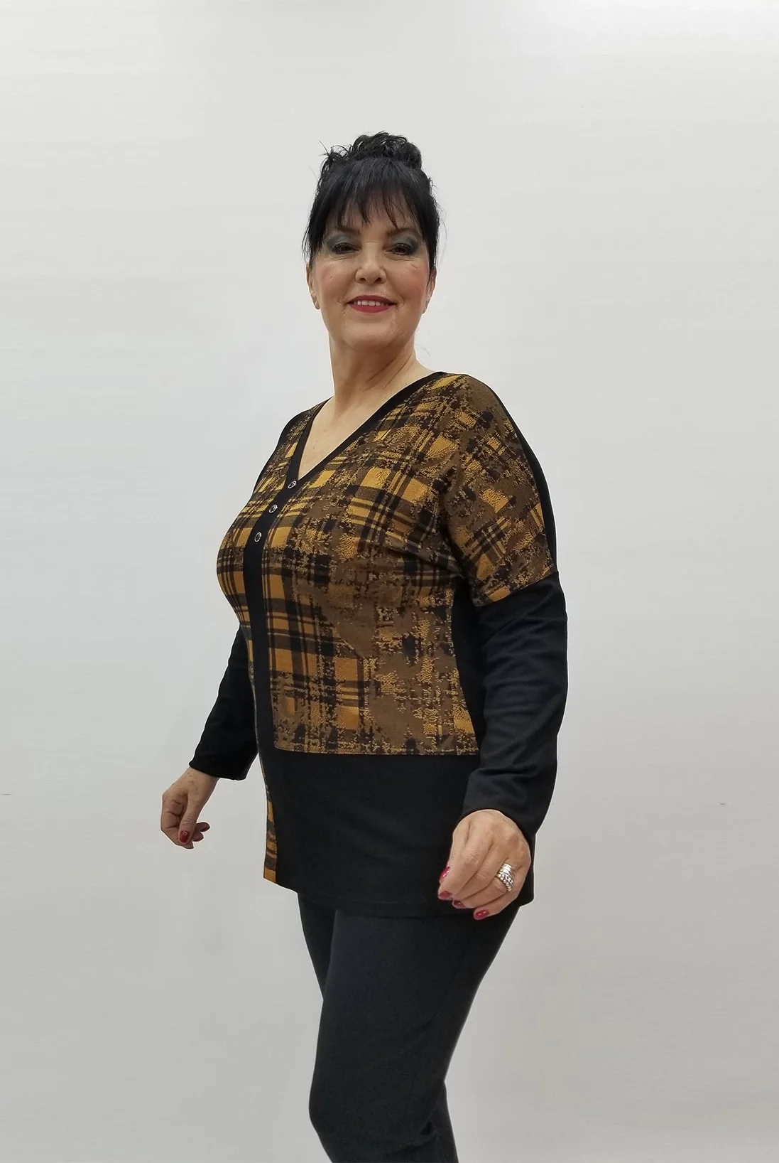 Miraggio Büyük Beden Bluz 99229 SİYAH/TABA