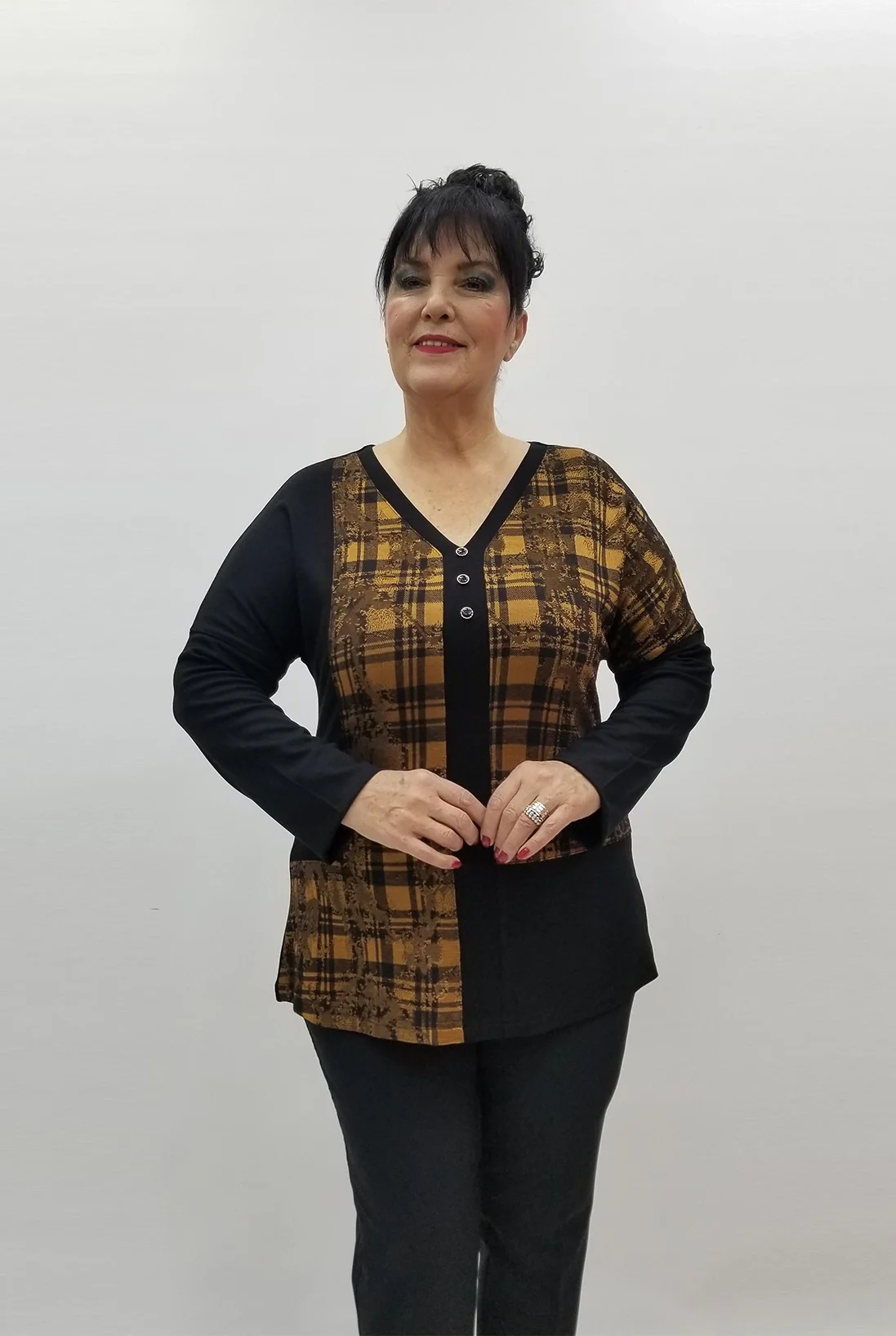 Miraggio Büyük Beden Bluz 99229 SİYAH/TABA