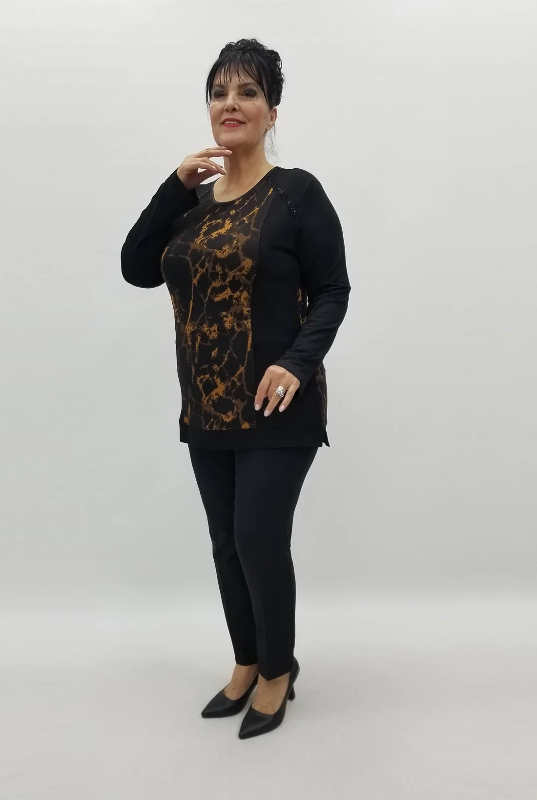 Miraggio Büyük Beden Bluz 99242 SİYAH/TABA