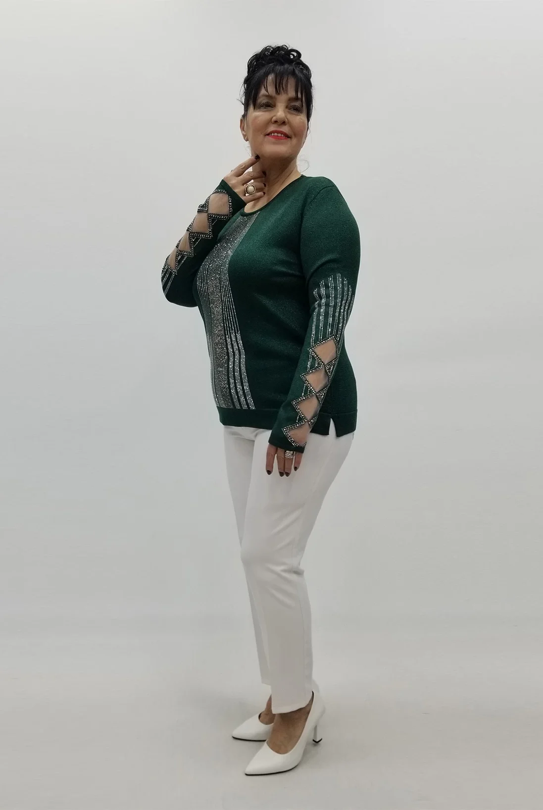 Miraggio Büyük Beden Bluz 99406 ZÜMRÜT YEŞİLİ