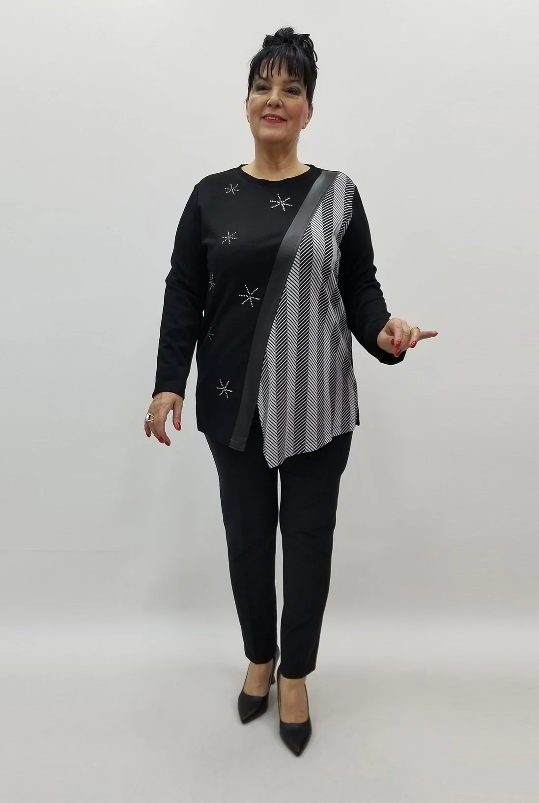 Miraggio Büyük Beden Bluz 99446 SİYAH/BEYAZ