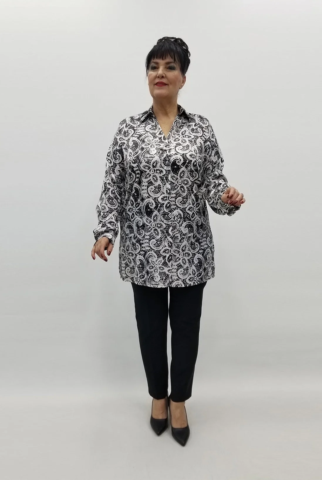 Miraggio Büyük Beden Bluz 99449 SİYAH/BEYAZ