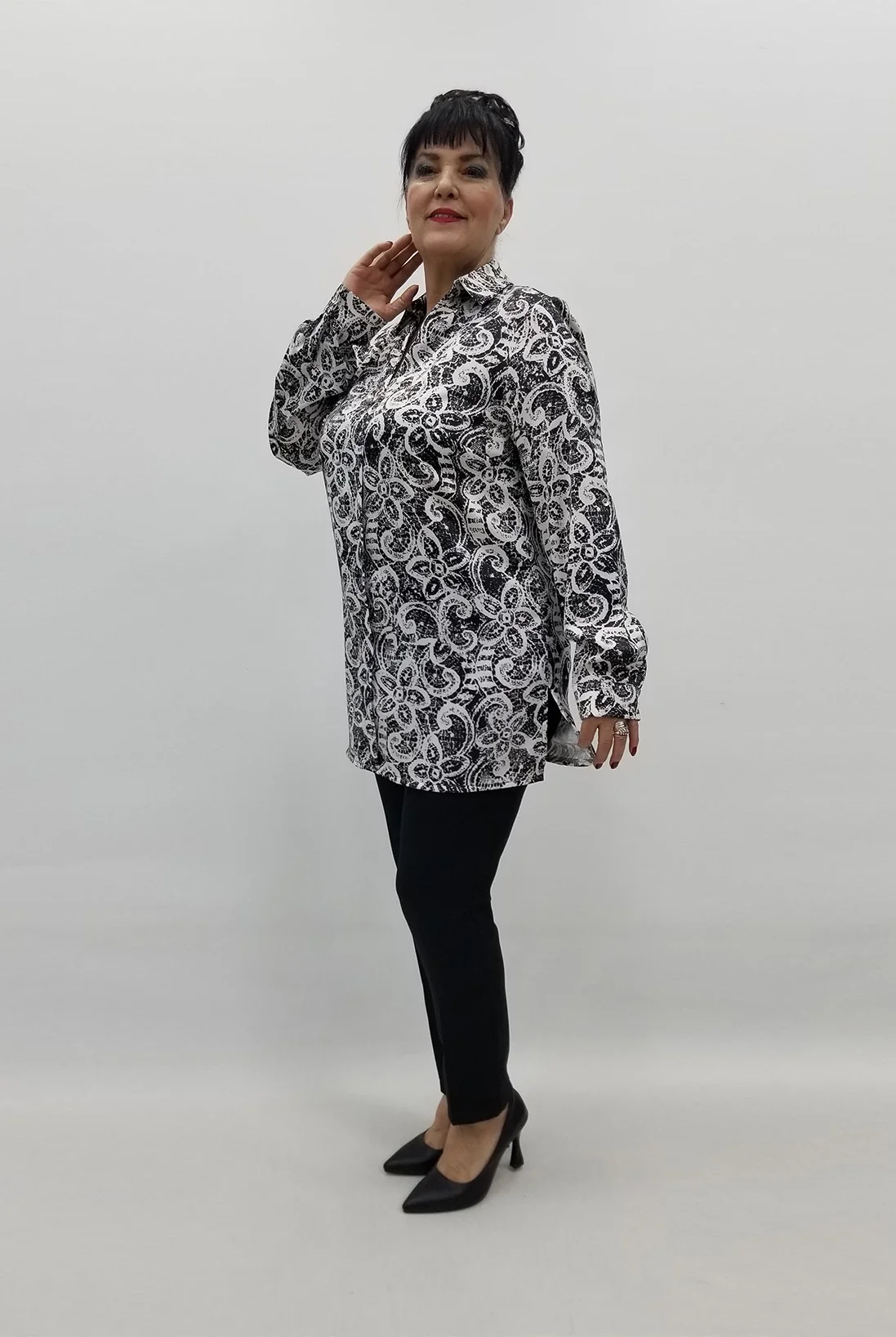 Miraggio Büyük Beden Bluz 99449 SİYAH/BEYAZ