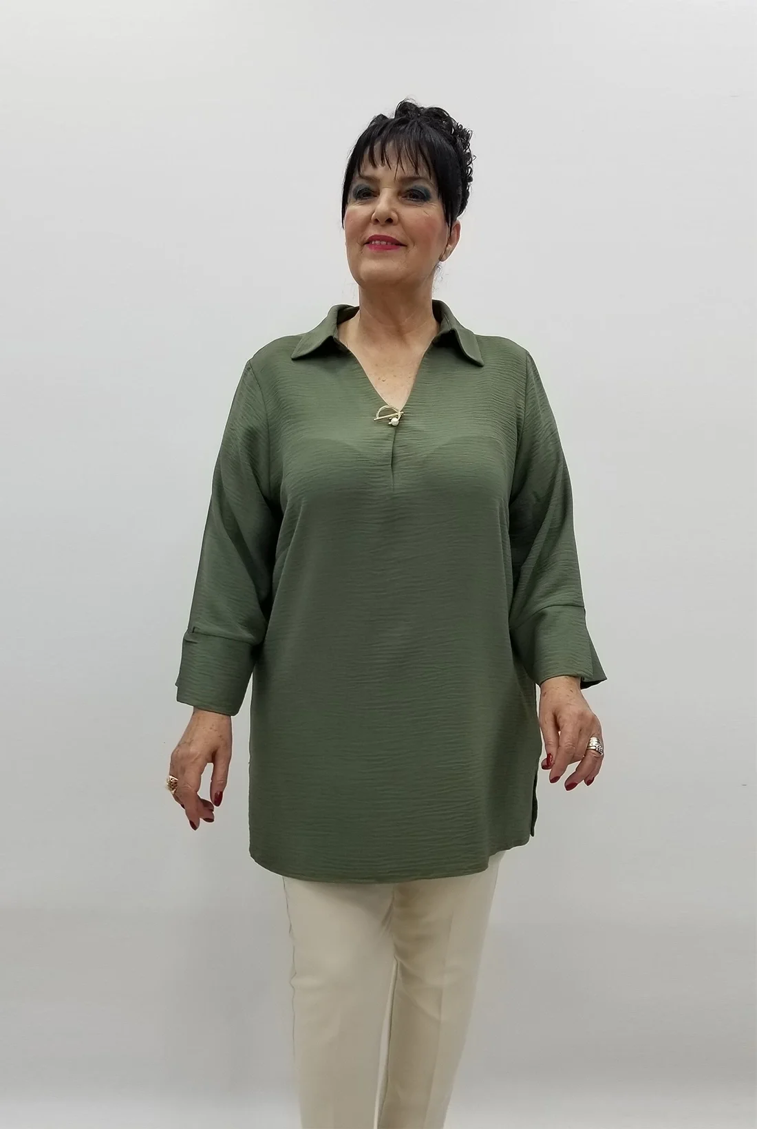 Miraggio Büyük Beden Bluz 99507 HAKİ