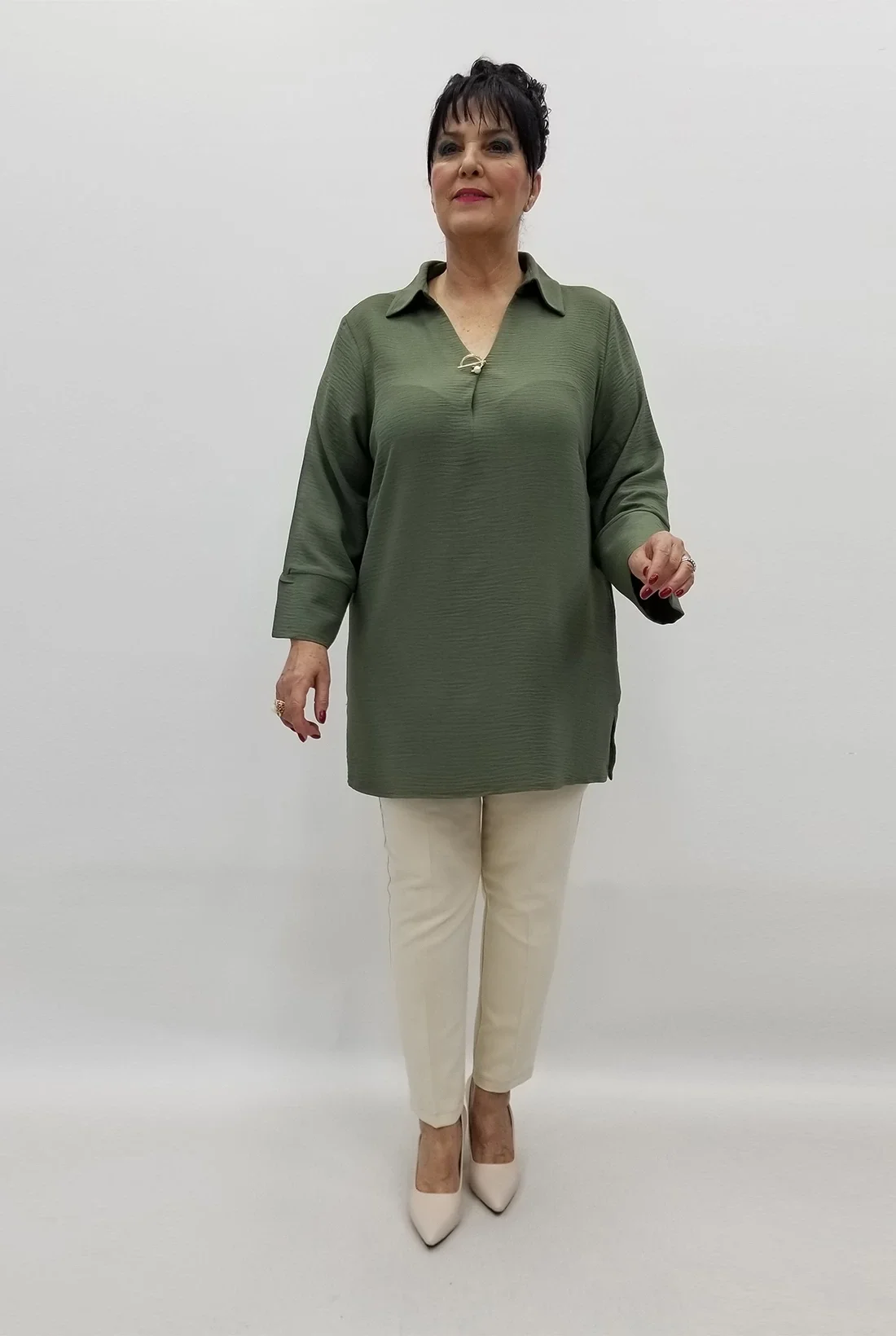 Miraggio Büyük Beden Bluz 99507 HAKİ