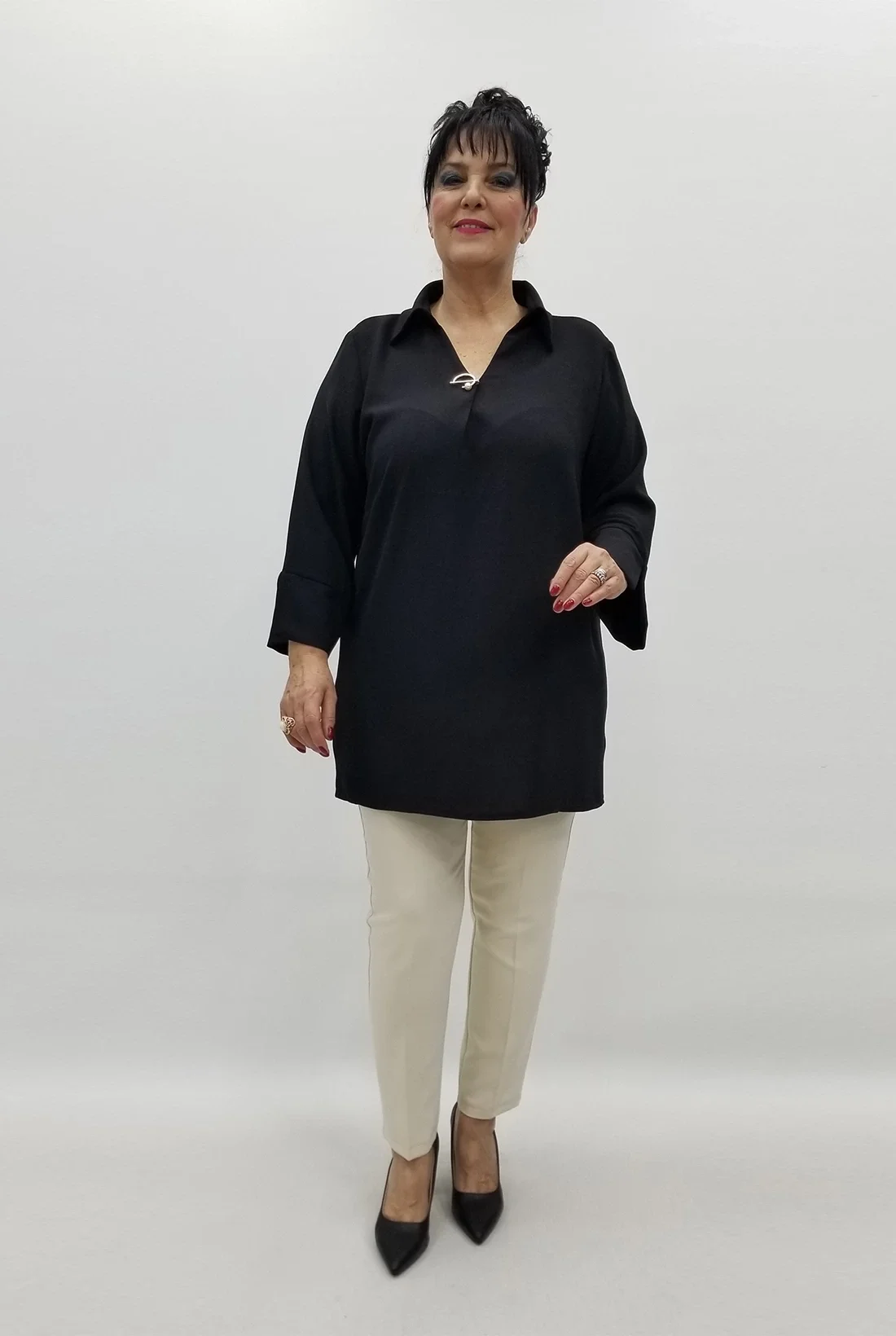 Miraggio Büyük Beden Bluz 99507 SİYAH