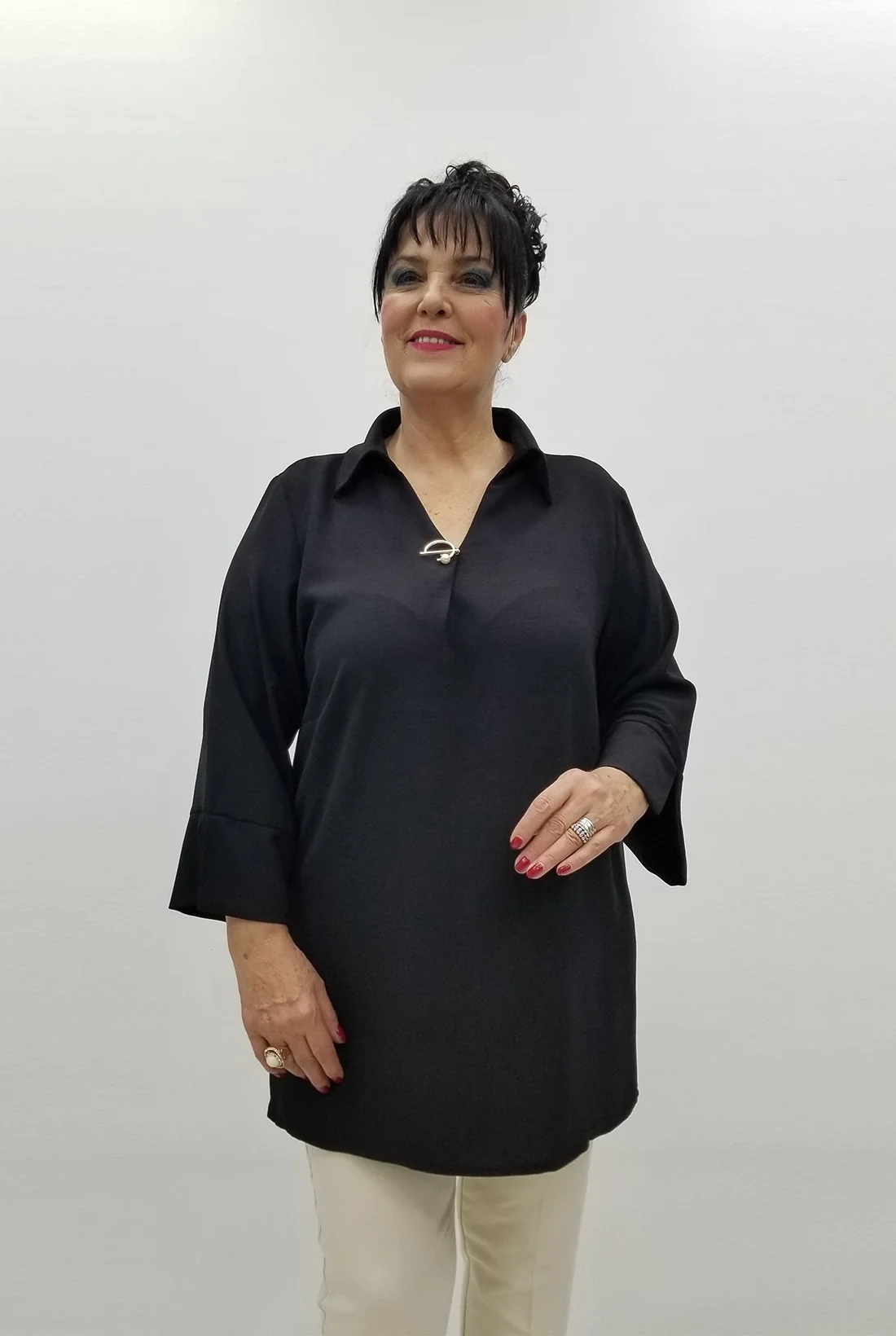 Miraggio Büyük Beden Bluz 99507 SİYAH