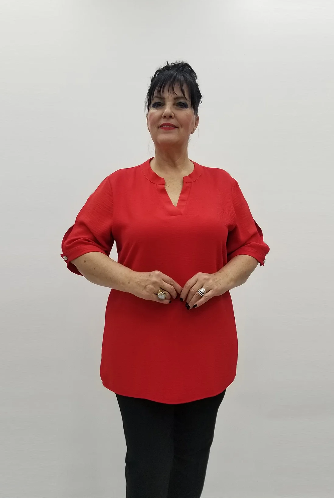 Miraggio Büyük Beden Bluz 99512 KIRMIZI