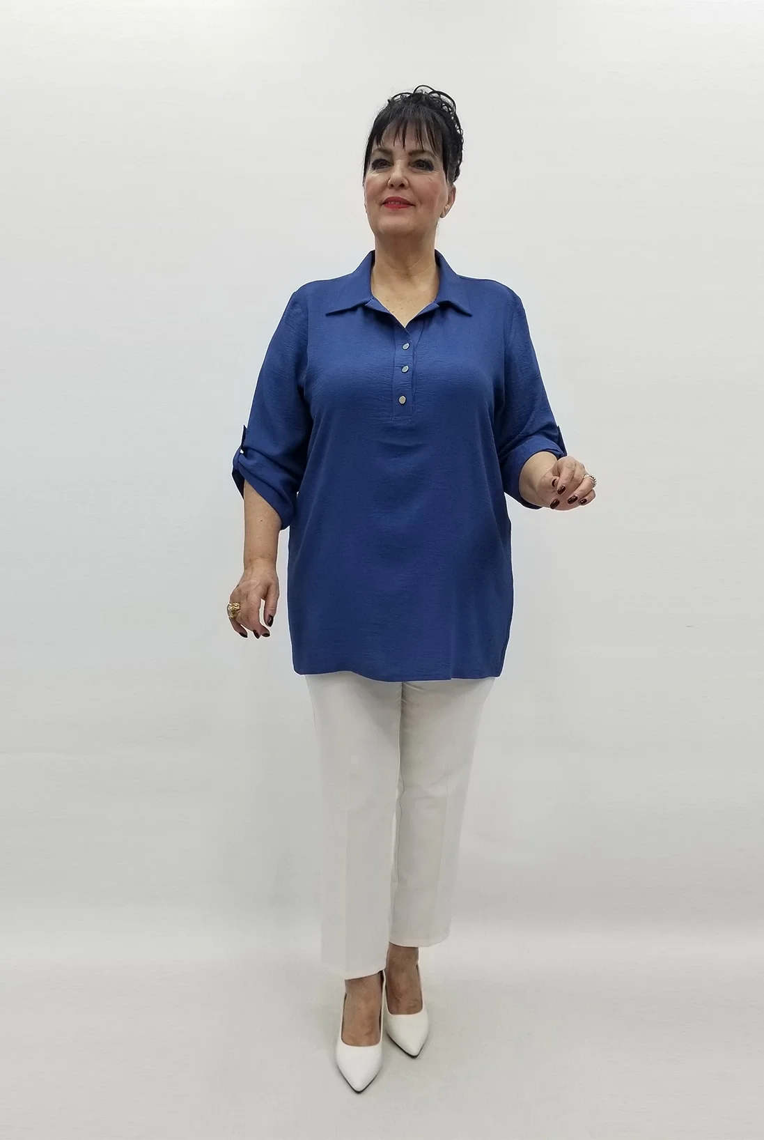 Miraggio Büyük Beden Bluz 99513 İNDİGO