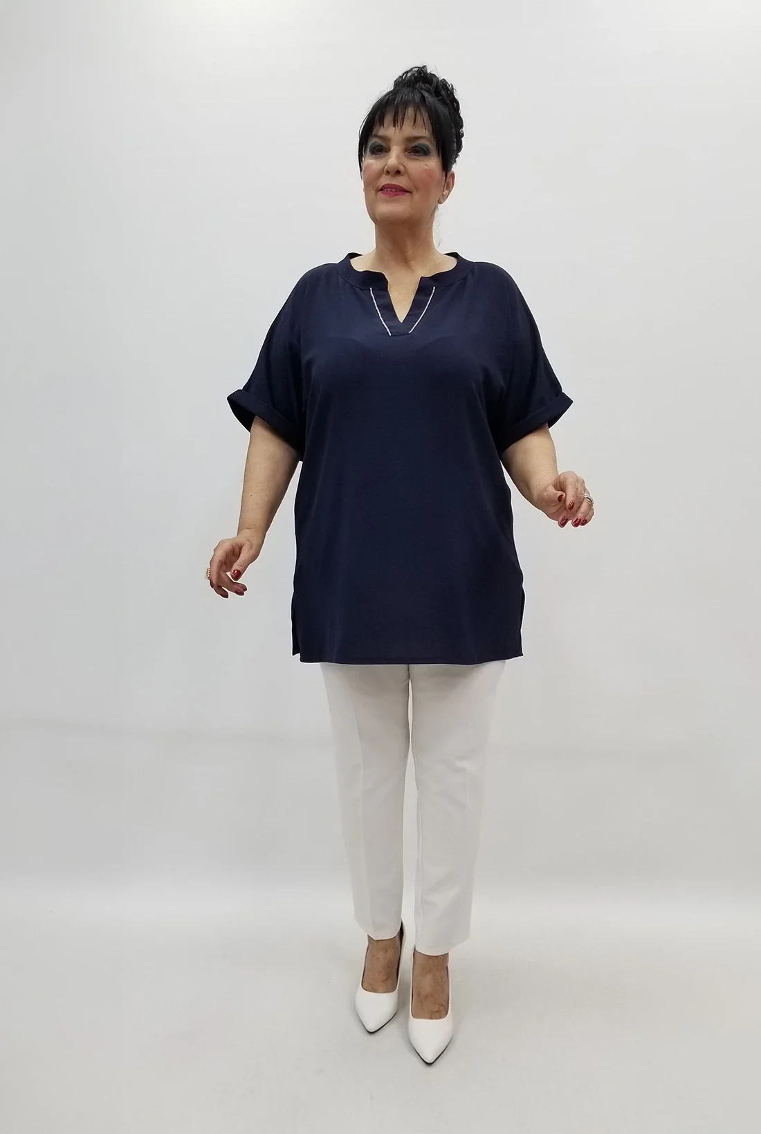 Miraggio Büyük Beden Bluz 99514 LACİVERT