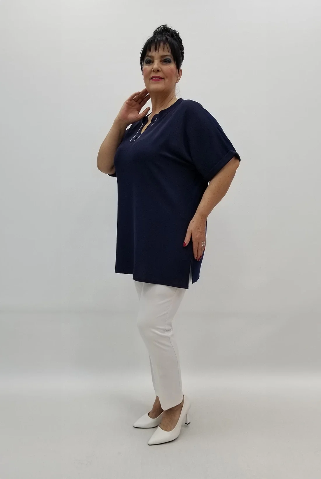 Miraggio Büyük Beden Bluz 99514 LACİVERT