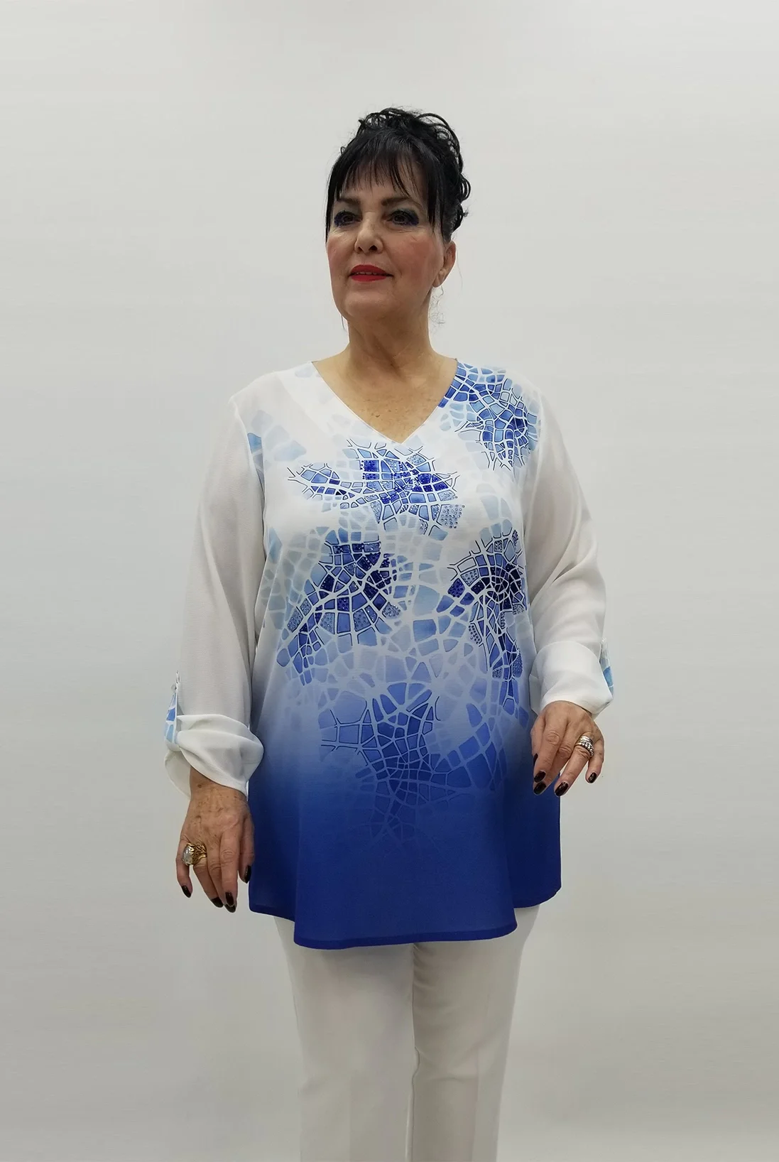 Miraggio Büyük Beden Bluz 99546 MAVİ