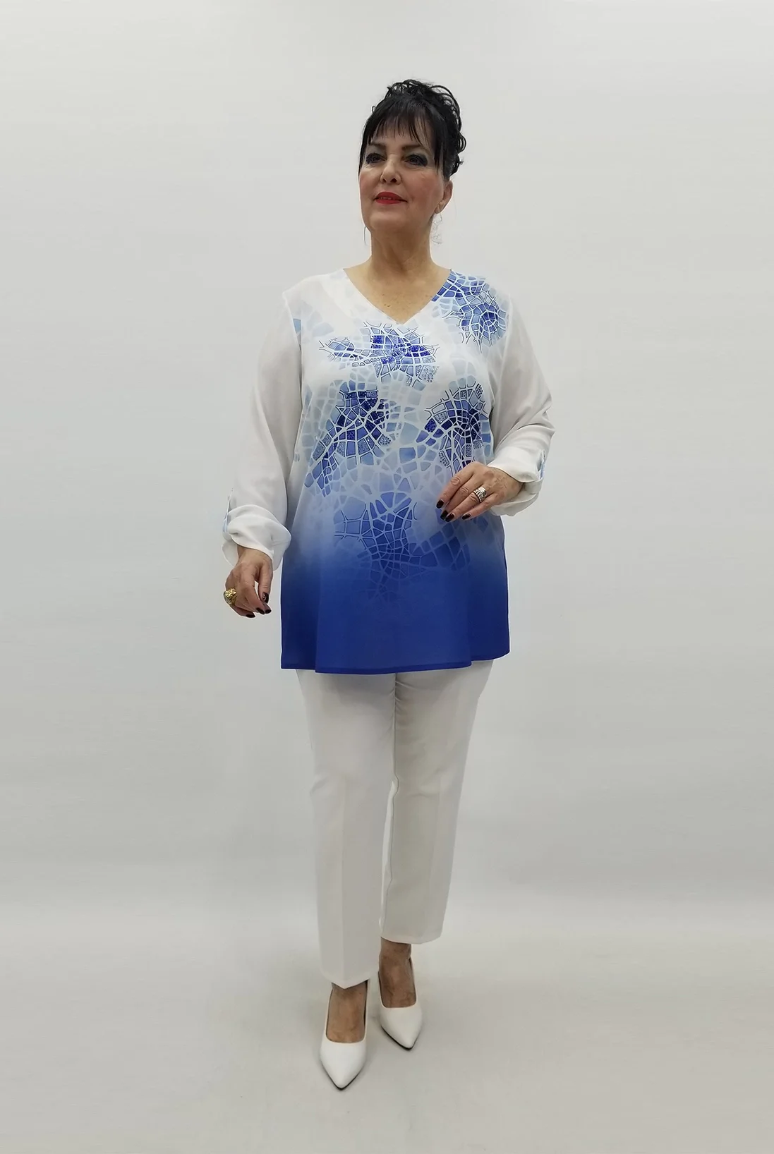 Miraggio Büyük Beden Bluz 99546 MAVİ