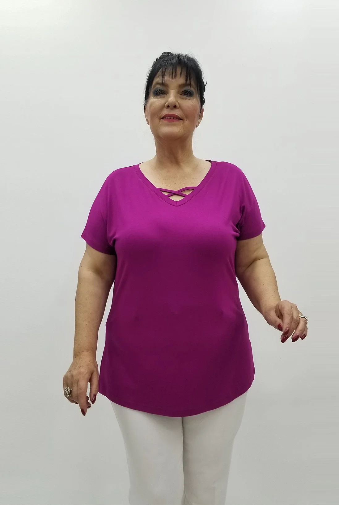 Miraggio Büyük Beden Bluz 99547 FUŞYA