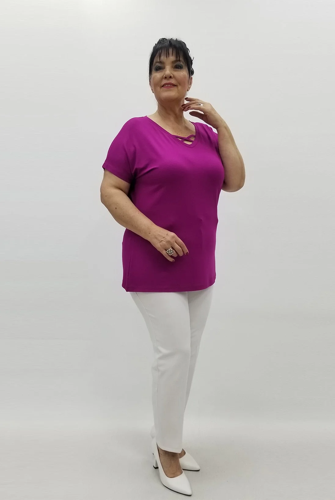 Miraggio Büyük Beden Bluz 99547 FUŞYA