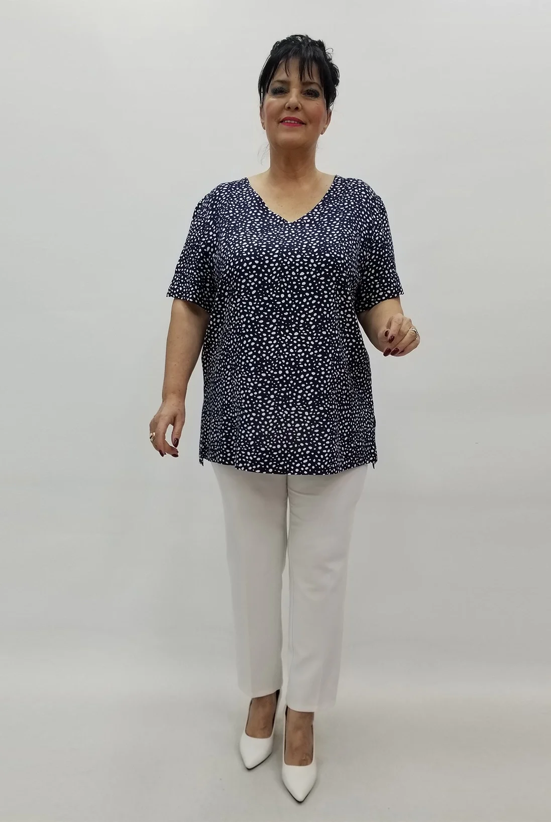 Miraggio Büyük Beden Bluz 99584 LACİ/BEYAZ