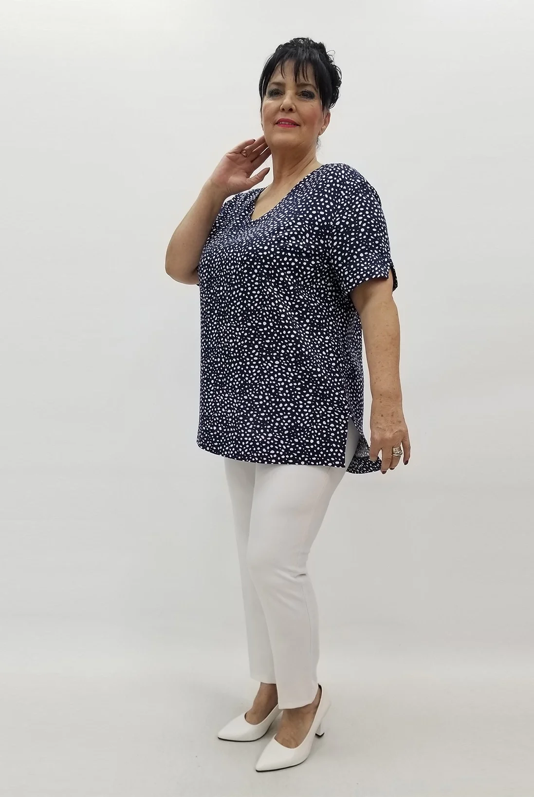 Miraggio Büyük Beden Bluz 99584 LACİ/BEYAZ