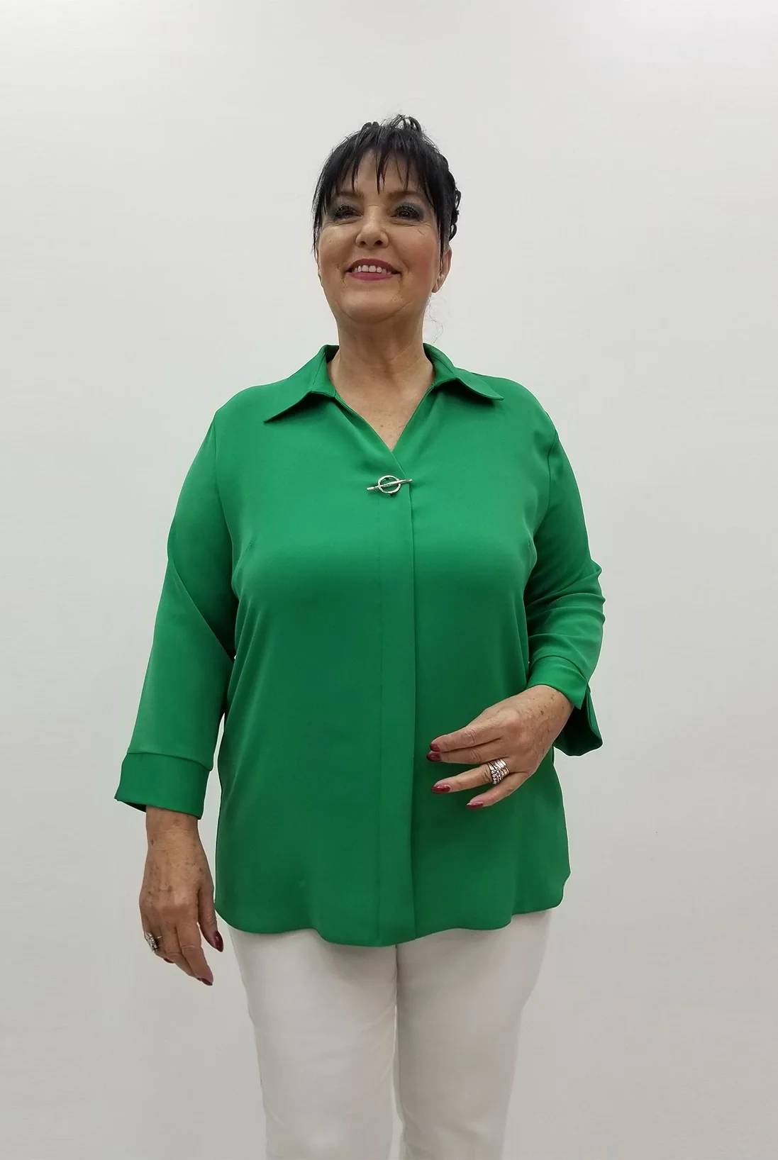 Miraggio Büyük Beden Bluz 99599 YEŞİL