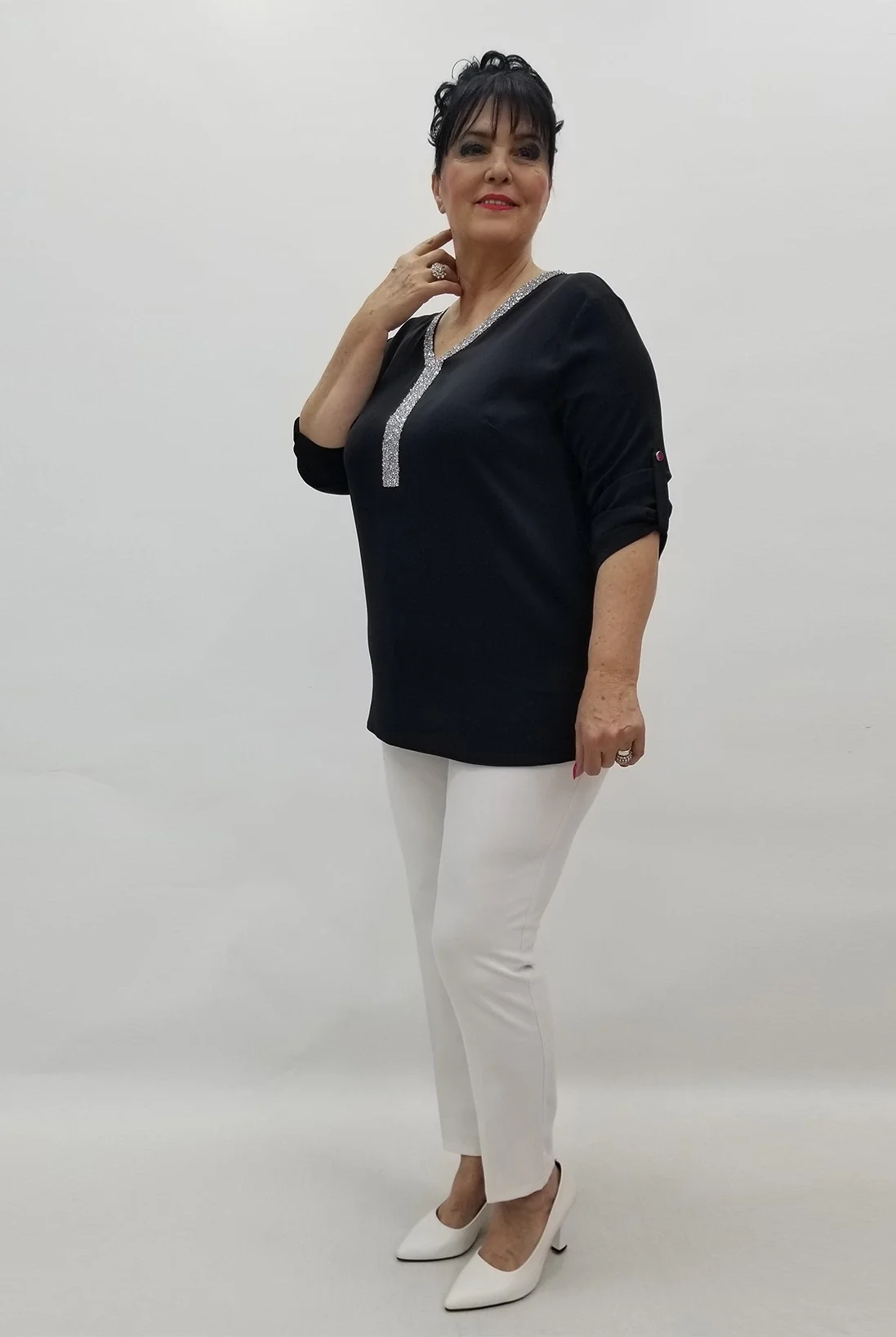 Miraggio Büyük Beden Bluz 99601 SİYAH