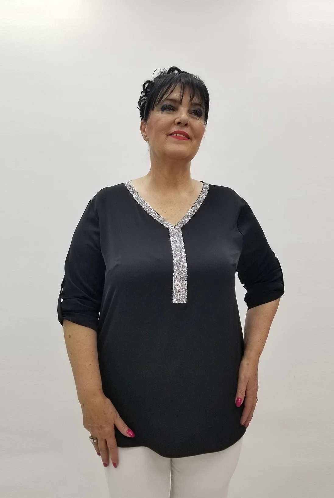 Miraggio Büyük Beden Bluz 99601 SİYAH