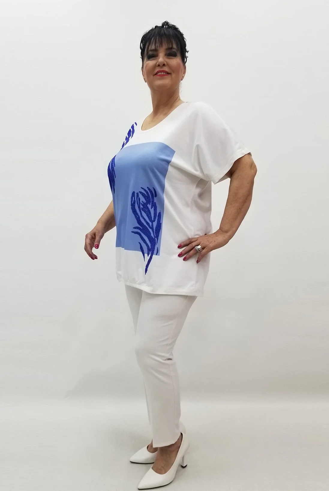 Miraggio Büyük Beden Bluz 99612 BEYAZ/SAKS