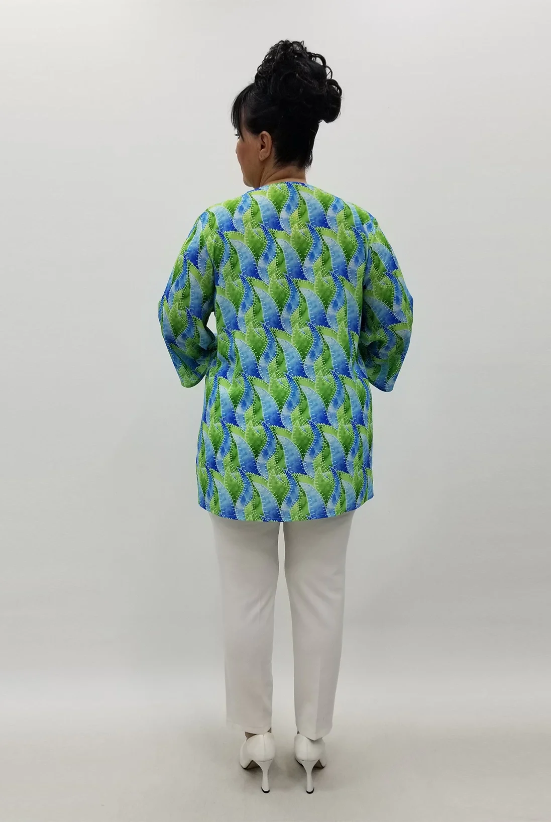 Miraggio Büyük Beden Bluz 99672 YEŞİL/MAVİ