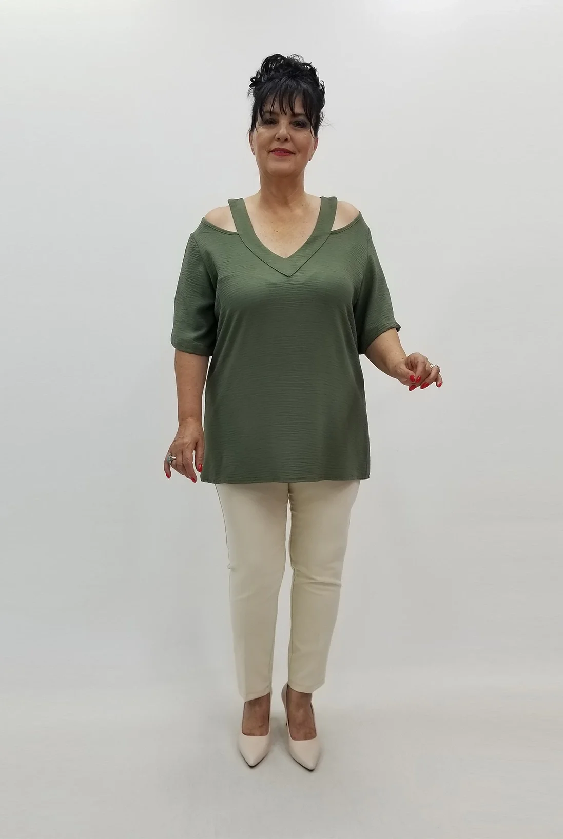 Miraggio Büyük Beden Bluz 99684 HAKİ