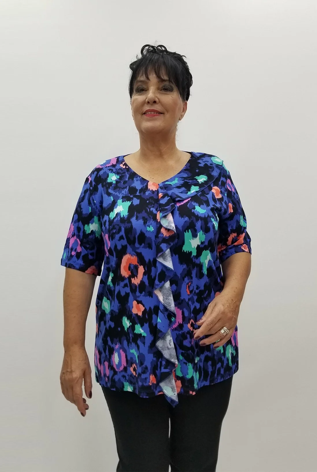 Miraggio Büyük Beden Bluz 99703 SAKS/FUŞYA