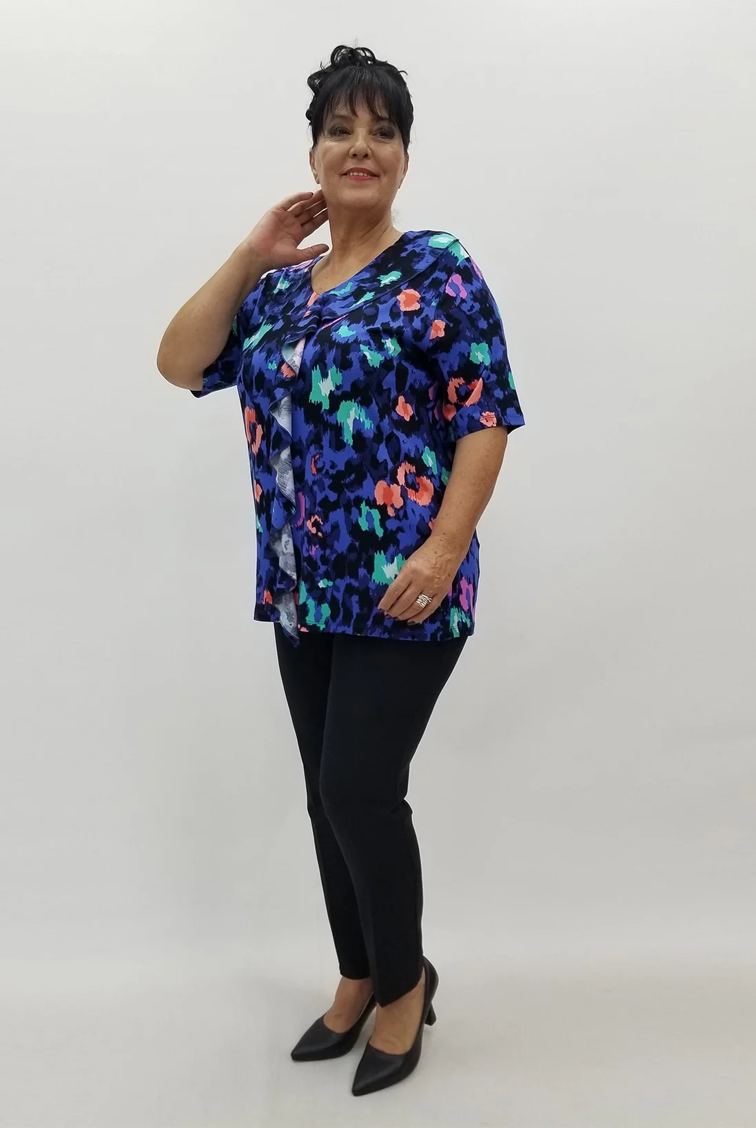 Miraggio Büyük Beden Bluz 99703 SAKS/FUŞYA