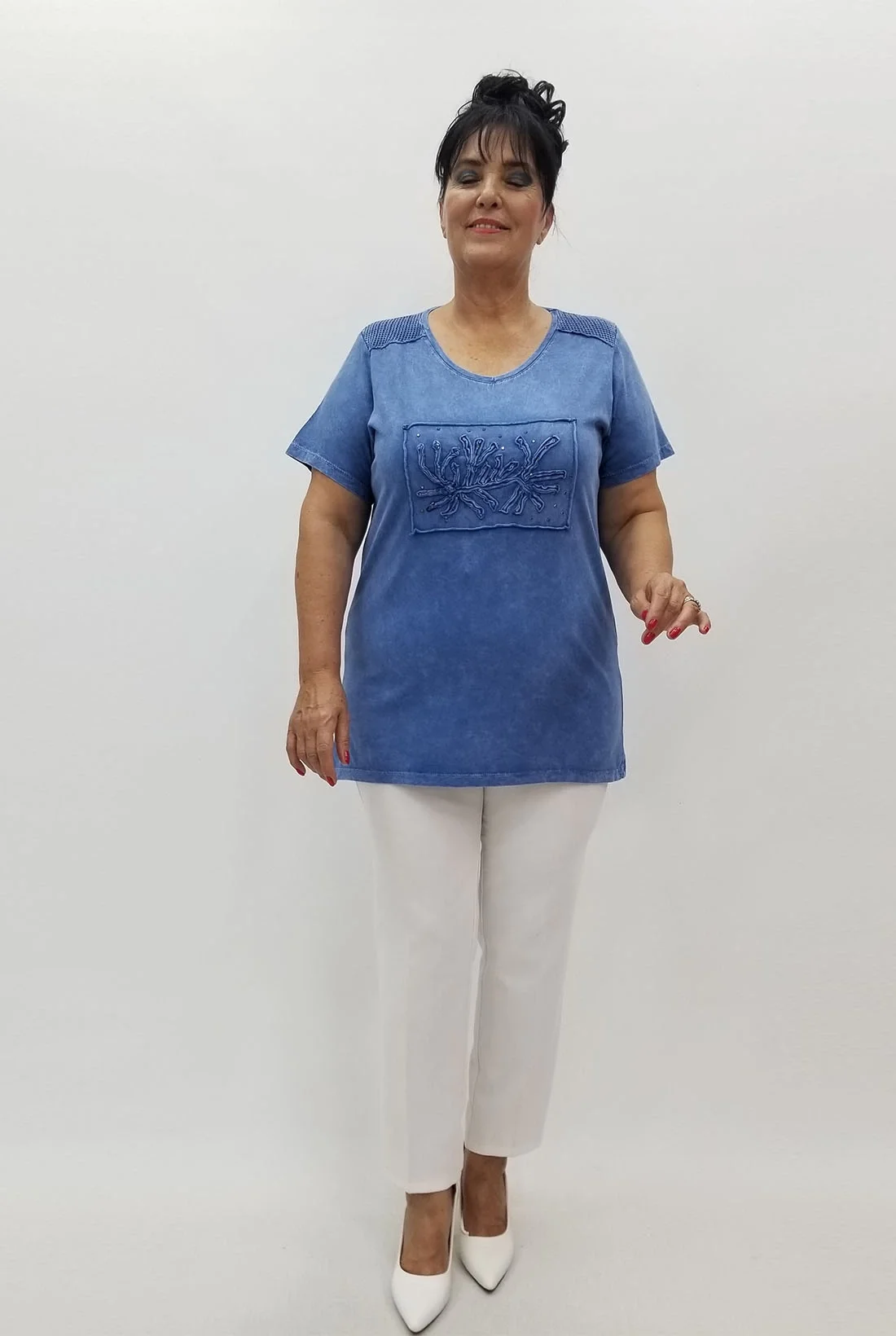 Miraggio Büyük Beden Bluz 99817 MAVİ