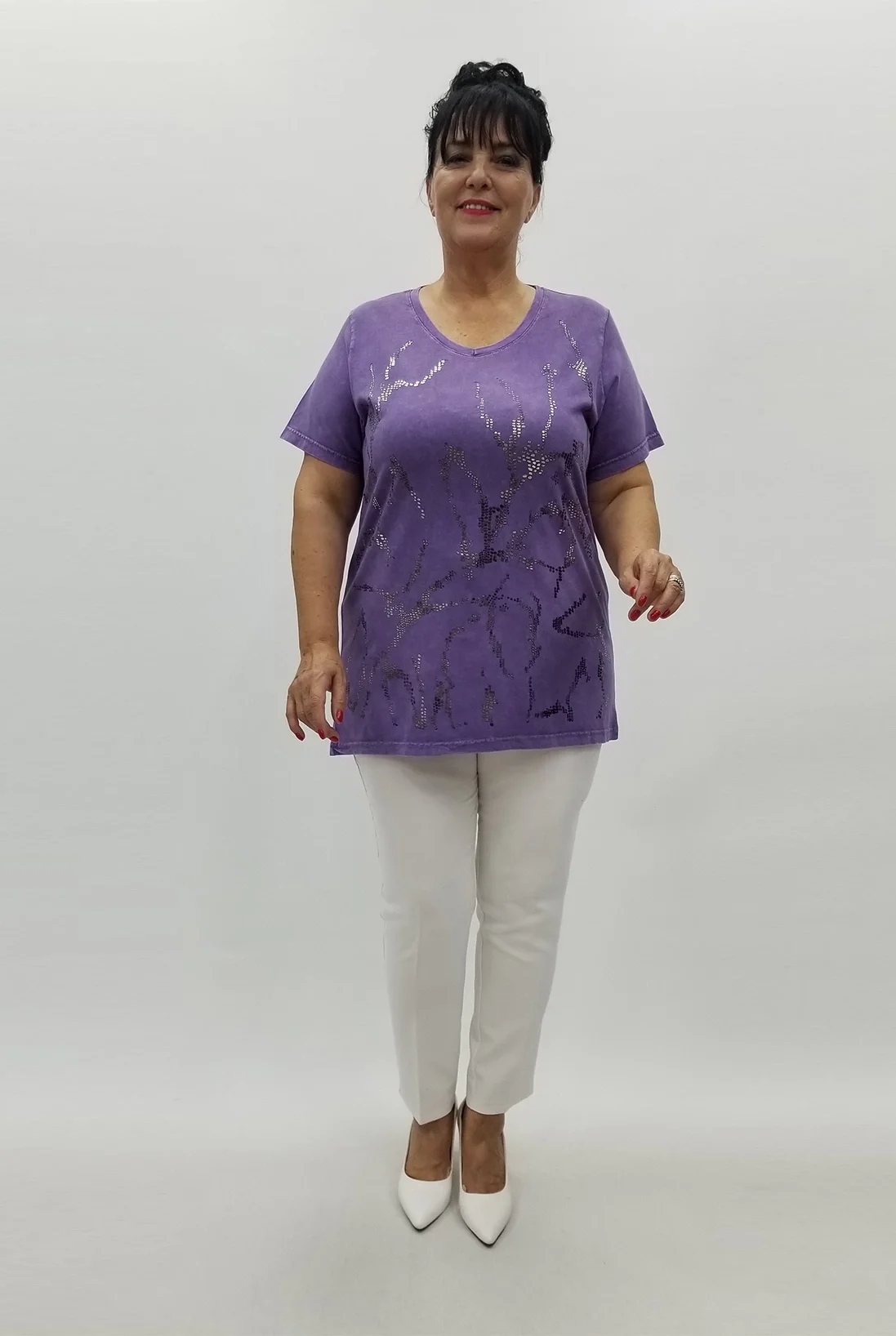 Miraggio Büyük Beden Bluz 99913 LİLA