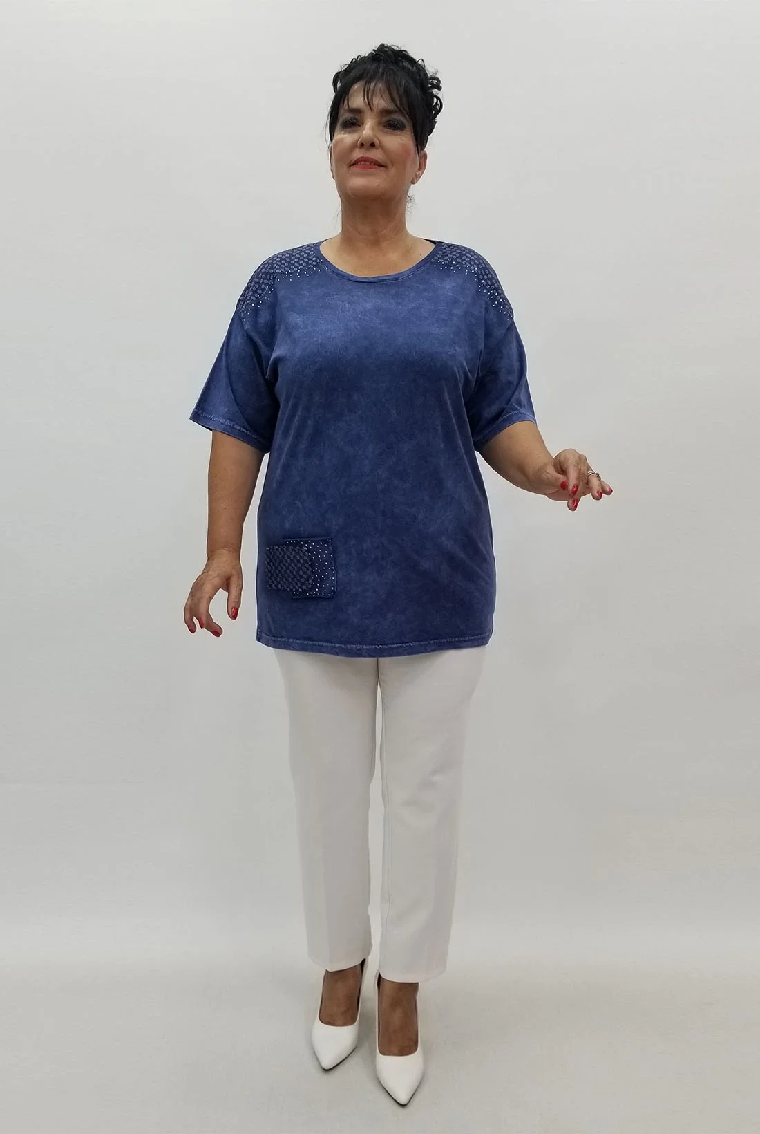 Miraggio Büyük Beden Bluz 99914 LACİVERT