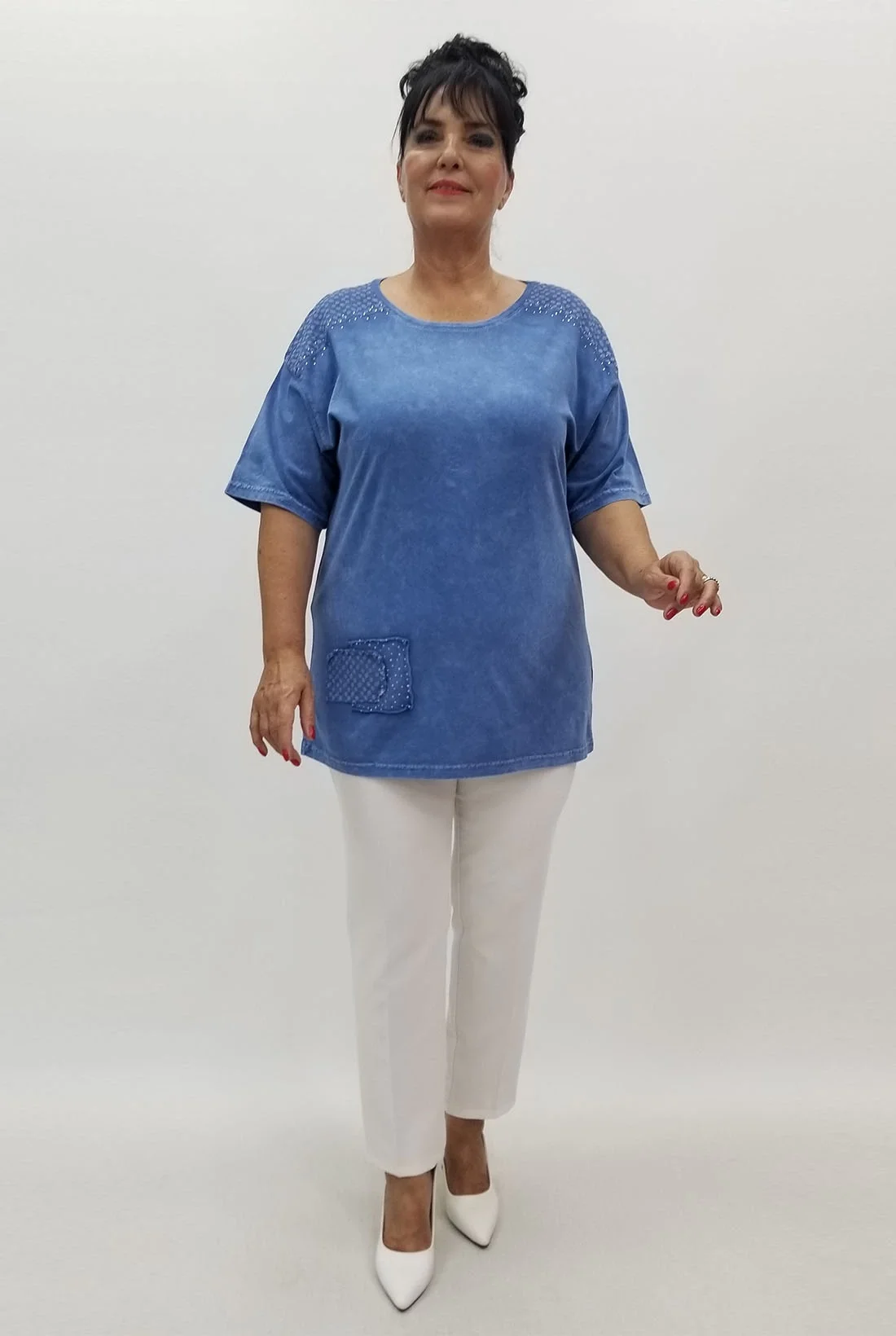 Miraggio Büyük Beden Bluz 99914 MAVİ