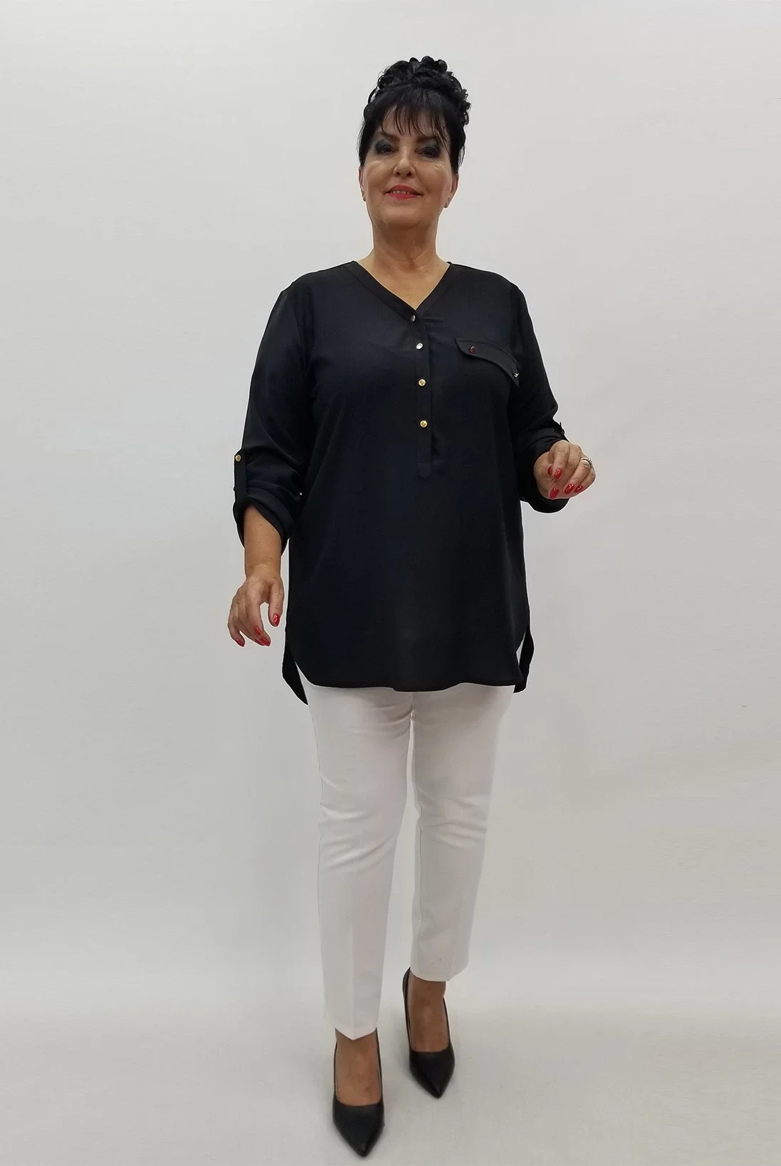 Miraggio Büyük Beden Bluz 99918 SİYAH