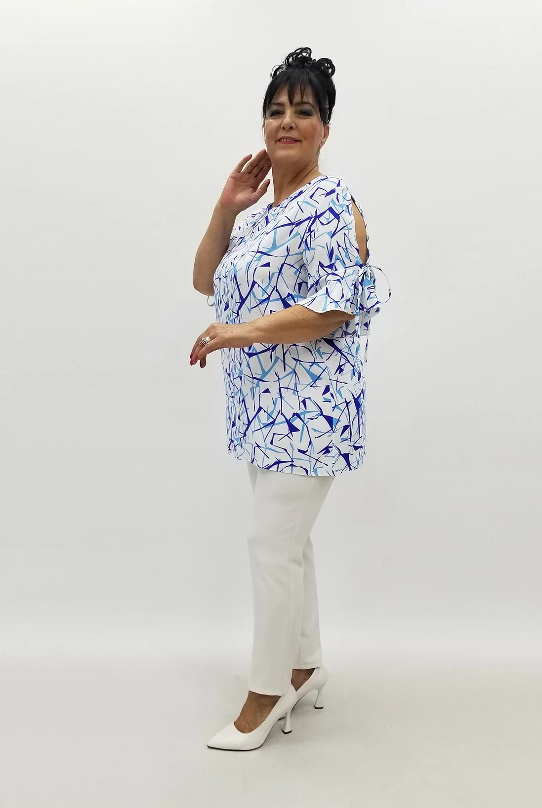 Miraggio Büyük Beden Bluz 99924 BEYAZ/SAKS