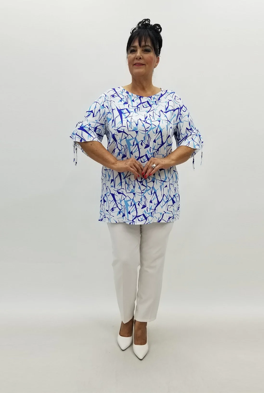 Miraggio Büyük Beden Bluz 99924 BEYAZ/SAKS