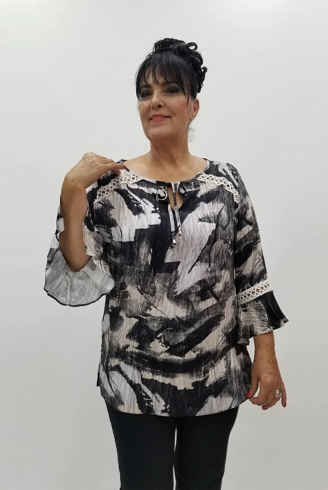 Miraggio Büyük Beden Bluz 99946 SİYAH