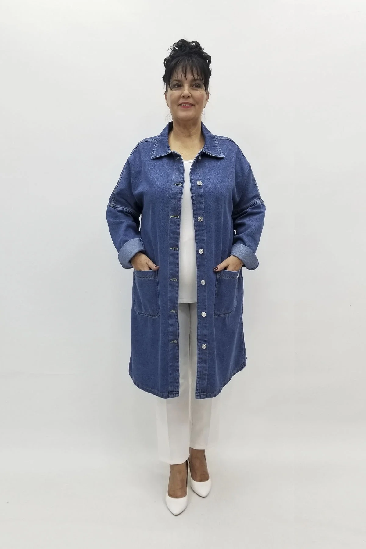 Miraggio Büyük Beden Ceket 98082 KOT K-MAVİ