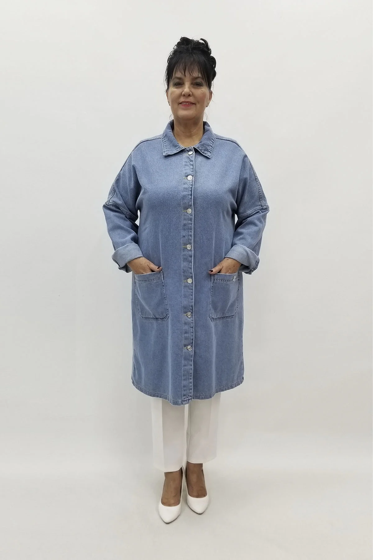 Miraggio Büyük Beden Ceket 98082 KOT MAVİ