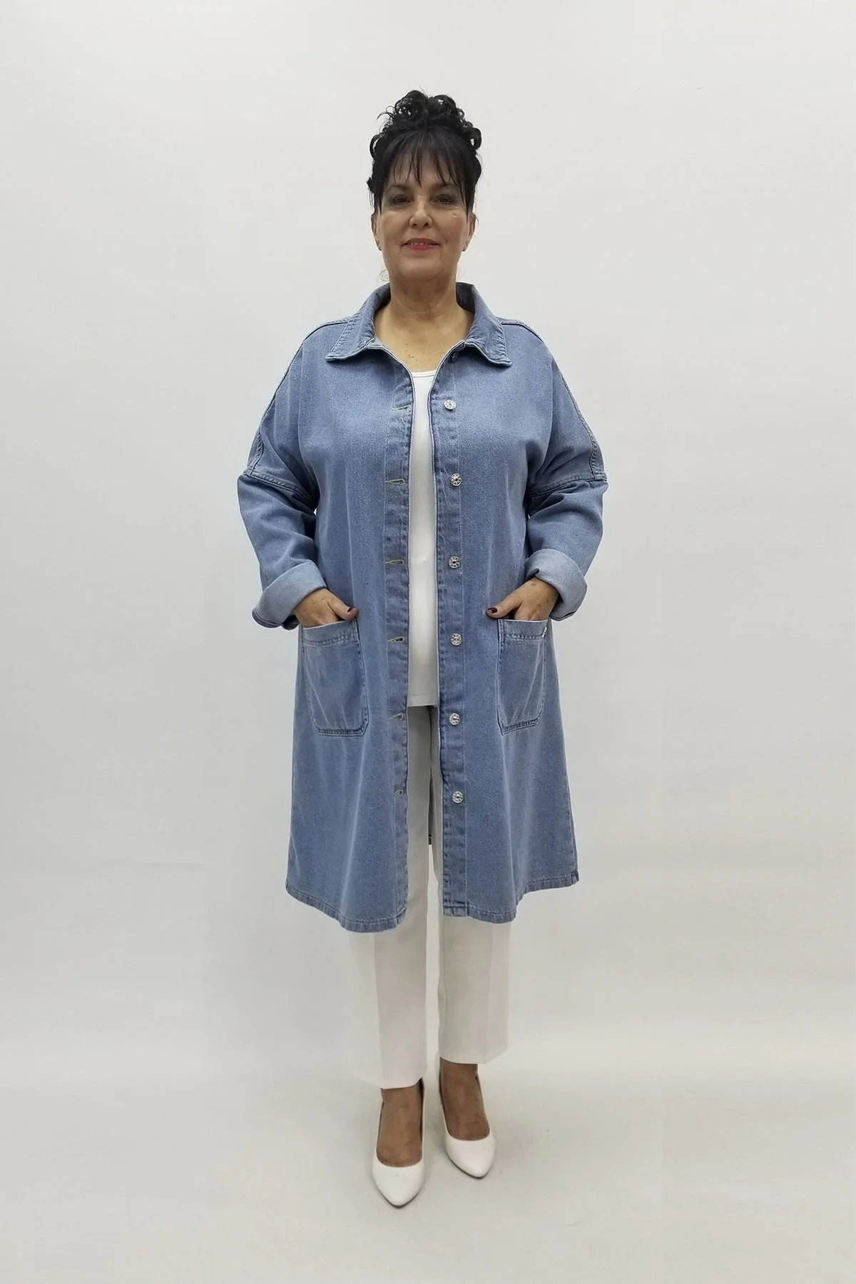 Miraggio Büyük Beden Ceket 98082 KOT MAVİ