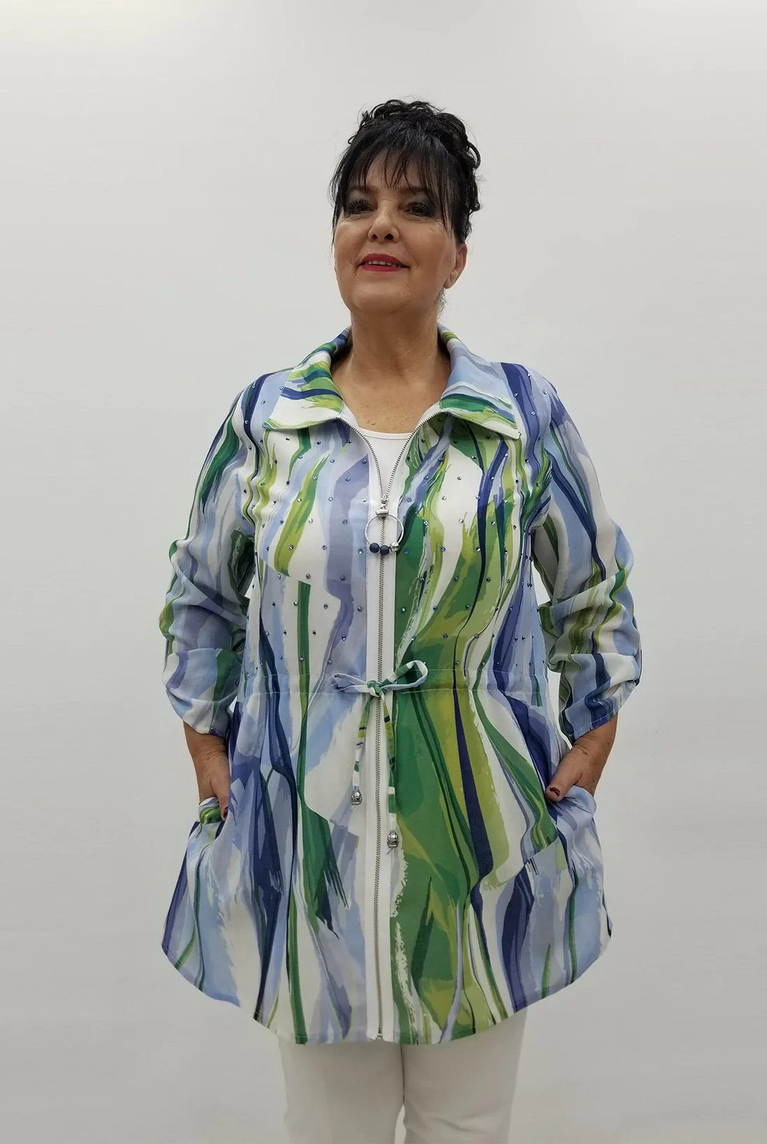 Miraggio Büyük Beden Ceket 99681 YEŞİL/MAVİ