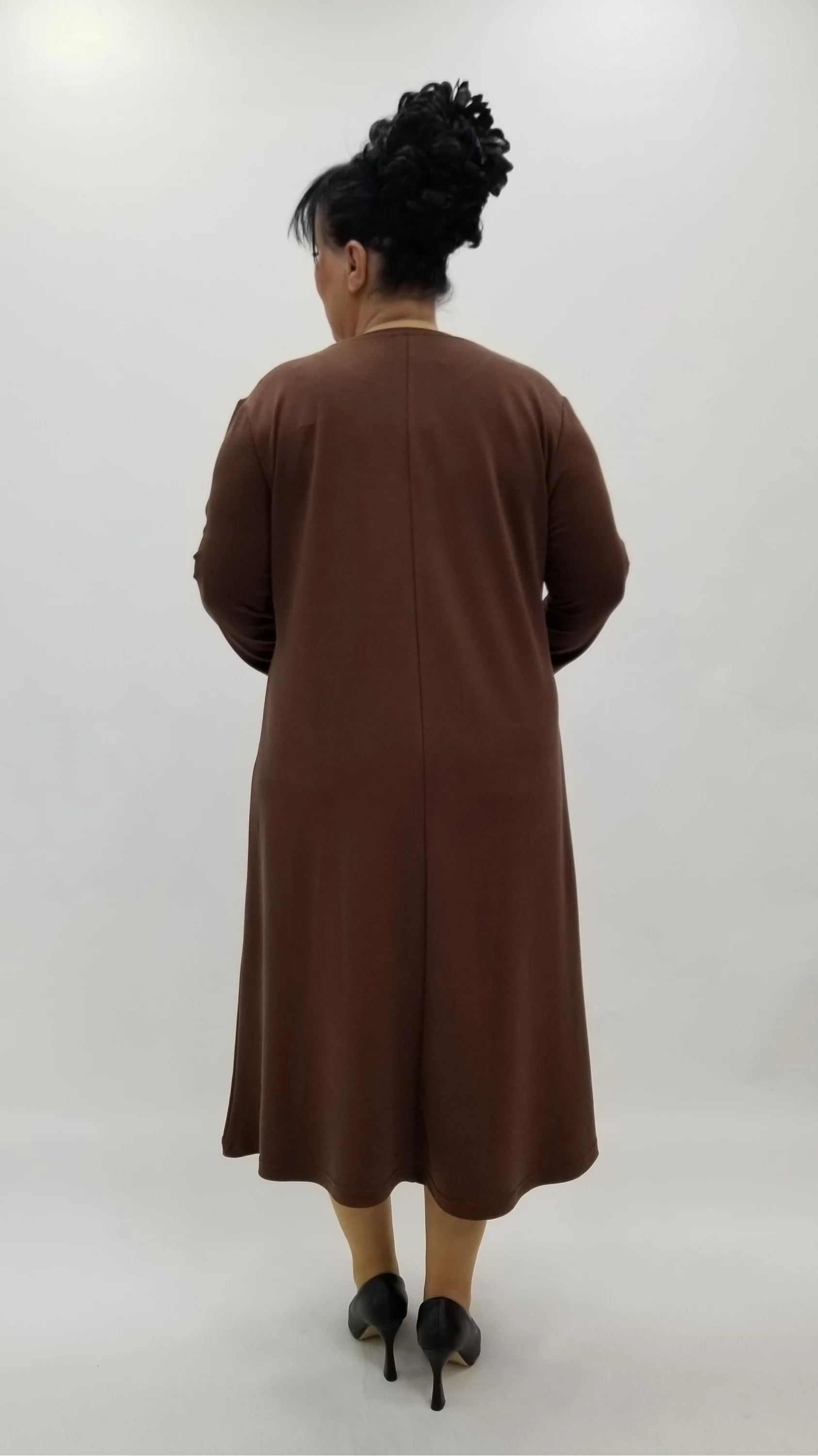 Miraggio Büyük Beden Elbise 4112 KAHVE