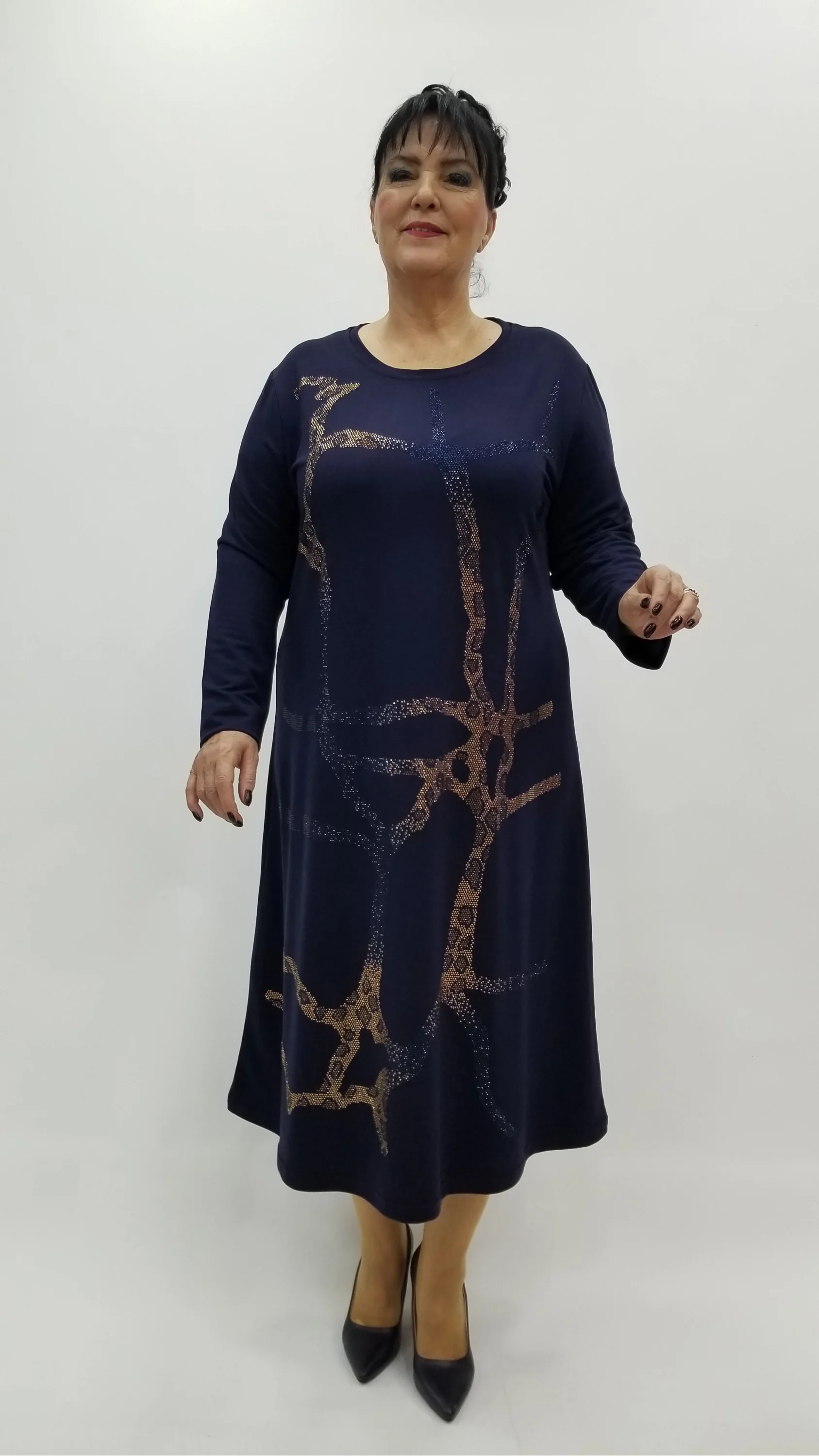 Miraggio Büyük Beden Elbise 4112 LACİVERT