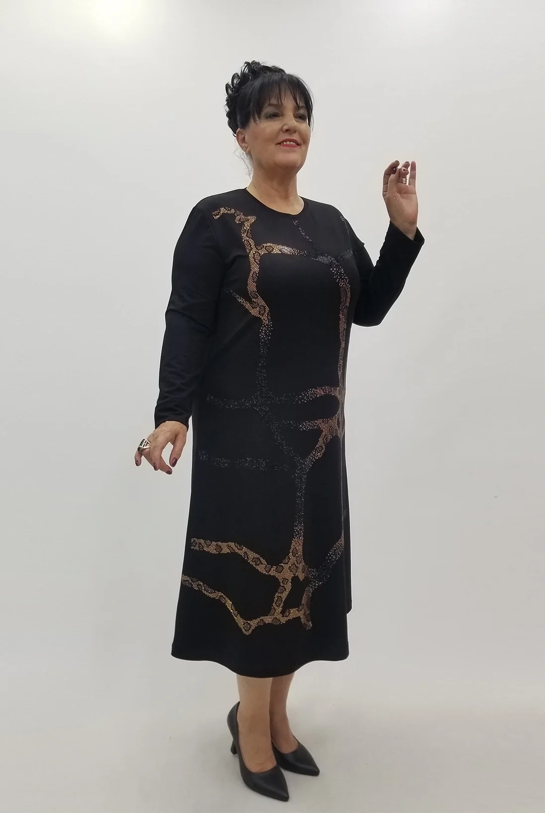 Miraggio Büyük Beden Elbise 4112 SİYAH